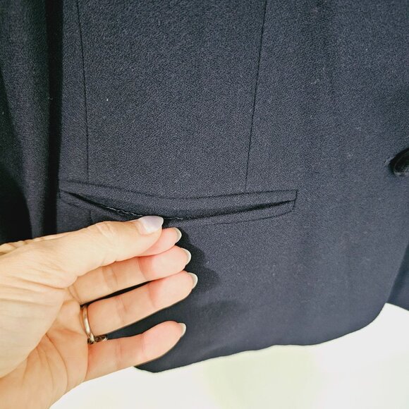 Vintage Morgan Taylor Studio Navy Blue Blazer Jacket Velvet Cuffs Size‎ 6《903》J - Picture 4 of 9